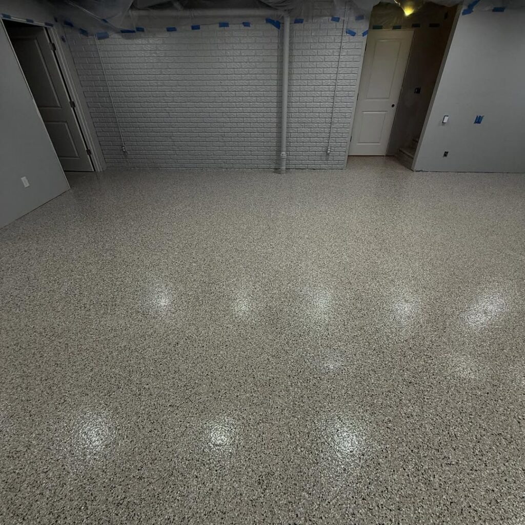 Basement epoxy flake flooring